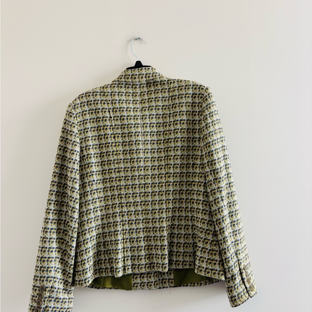 VTG Talbots Blazer Green Tweed Wool Blend Womens 10 Office Academia Preppy USA - Picture 2 of 11